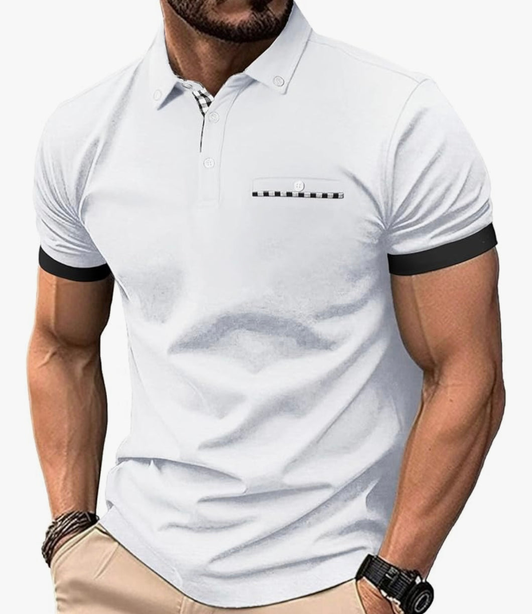 Plaid Polo Button T Shirt