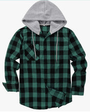 Load image into Gallery viewer, Flannel Jacket Button -Down with Hood
